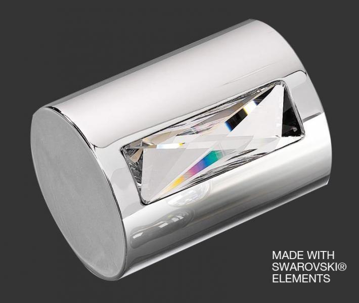 2015CP Polished Chrome Door Knob with Large Rectangular Swarovski Crystal down the side.