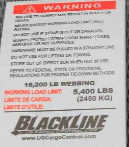 Blackline tie down straps from USCargoControl.com