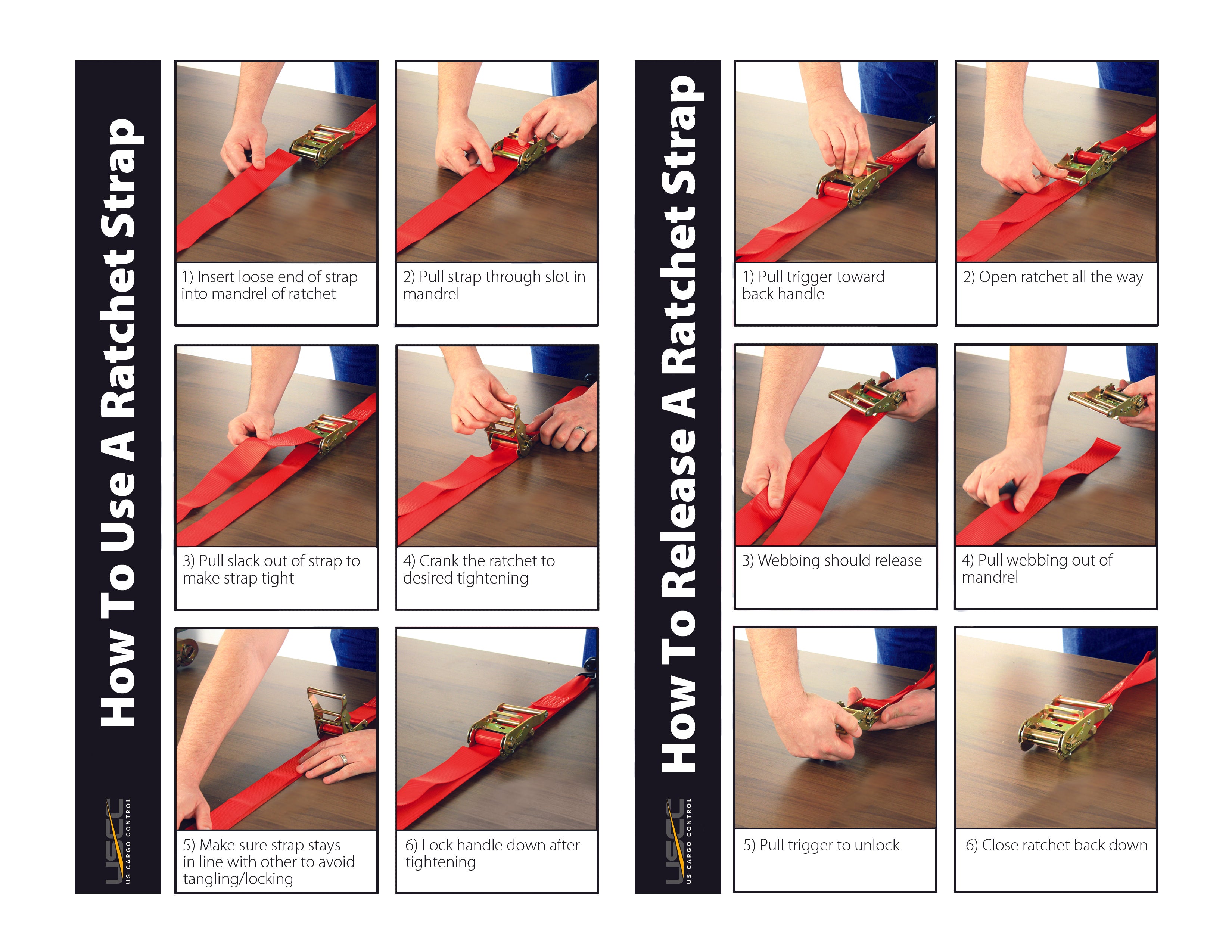 infographic for how to use a ratchet strap