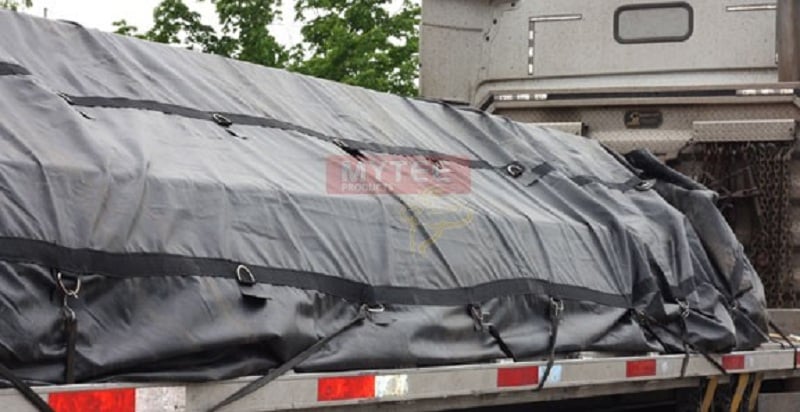 Lumber tarps on truck