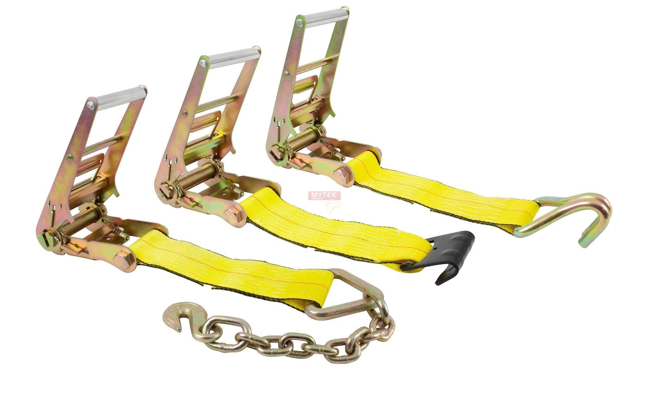 Ratchet straps with various hooks